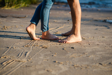 lovers walking on the beach