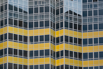 Fototapeta premium Transparent windows with yellow accents. Background texture.