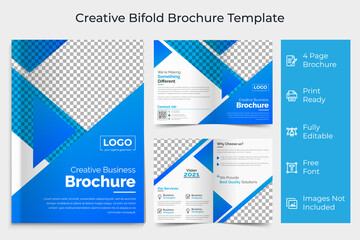 Business bi-fold brochure Template, Corporate & Business Concept Design, Business bi fold brochure design minimal and abstract design, Creative concept bifold brochure with graphic elements,