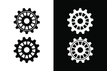 Set of gear circles concept on black and white color. Very suitable in various business purposes, also for icon, symbol and many more.