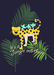 leopardo y aves en la selva