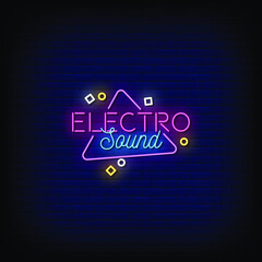 Electro Sound Neon Signs Style Text Vector