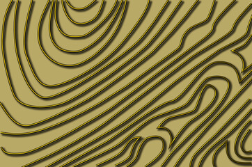 Abstract composition with Golden lines. Visual effect, equalizer. 3D rendering.