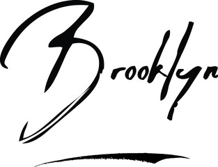 Brooklyn -Female Name Modern Brush Calligraphy Cursive Text on White Background