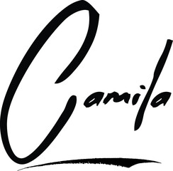 Obraz premium Camila -Female Name Modern Brush Calligraphy Cursive Text on White Background