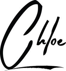 Chloe -Female Name Modern Brush Calligraphy Cursive Text on White Background