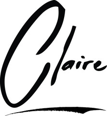 Claire -Female Name Modern Brush Calligraphy Cursive Text on White Background