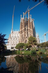 Barcelona, Spain - June 1, 2019 : Cathedral of La Sagrada Familia. It is designed by architect...