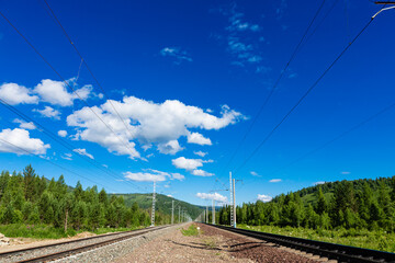 Fototapeta na wymiar View of rails of the railway