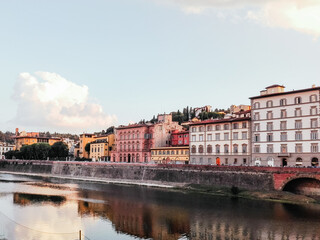 View of pastel color buildings in Florence, Italy