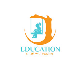 the child reads a book on the swing for education logo