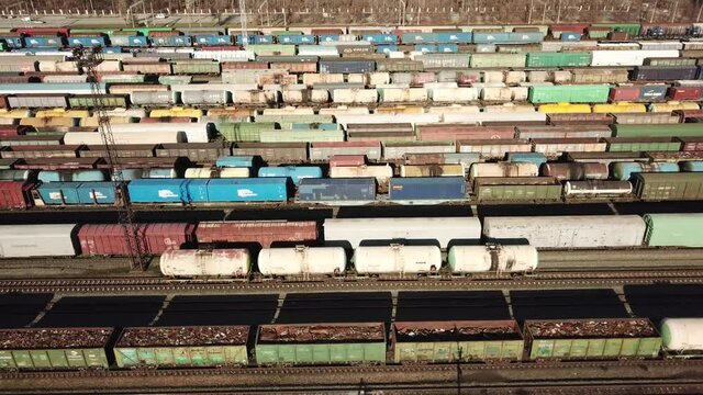 The movement of freight trains on the sorting platform.