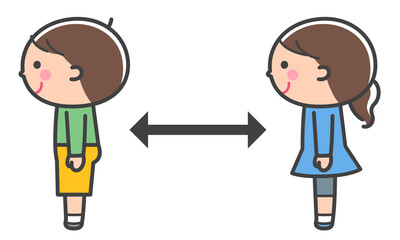 距離を取る子どもたち／線あり