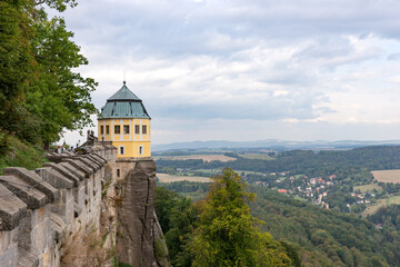 Fototapeta premium View from Koenigstein Fortress on the landscape of Saxon Switzerland. Saxony. Germany