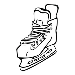 Sport. Hockey. Sport equipment. Skates. Laces. Isolated element on a white background. Vector illustration. Coloring.
