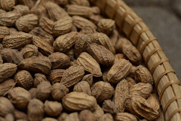 peanut in a shell texture. food background of peanuts 