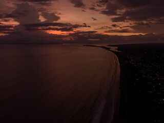 Fototapeta na wymiar Beautiful aerial view of the magical sunset in Puntarenas Costa Rica, 