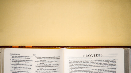 Open pages of the bible background (book of Proverbs)