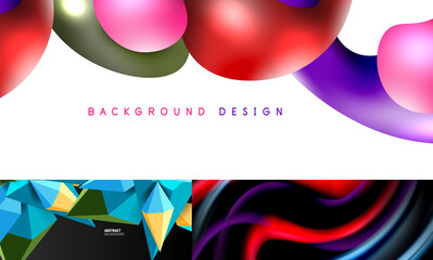 Geometric abstract backgrounds with shadow lines, modern forms. Vector illustrations for covers, banners, flyers and posters and other templates