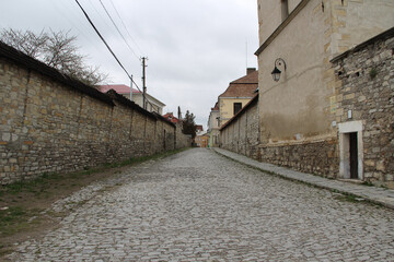 old stone a road in the village