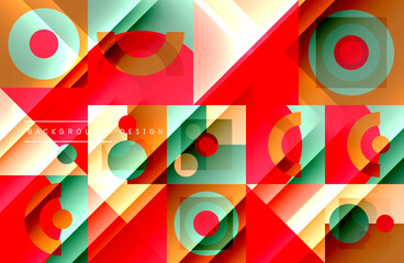 Neo memphis geometric pattern with circles, squares and lines. Pop art abstract background for covers, banners, flyers and posters and other templates