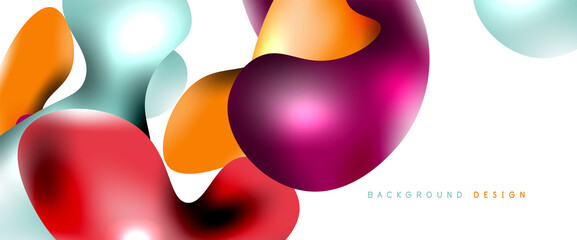 Bubbles abstract background. Liquid splashes on white vector template