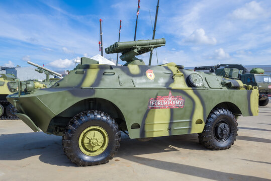 MOSCOW REGION, RUSSIA - AUGUST 25, 2020: Soviet combat vehicle 9P148 on the anti-tank complex "Konkurs" on the international military forum "Army-2020"