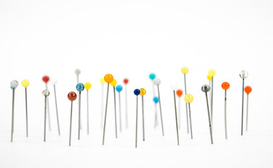 view of Colorful sewing pins planted