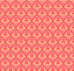 simple vector flowers. floral seamless pattern. repetitive background. fabric swatch. wrapping paper. continuous print. design element for textile, home décor, apparel. pink and yellow illustration