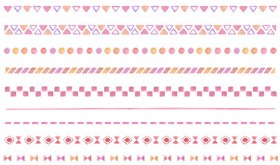 水彩の飾り線　シンプル　暖色