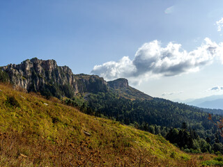 Autumn mountains, a place for nature lovers and tourists on a Sunny day in the bosom of nature.