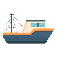 Fast fishing boat icon. Cartoon of fast fishing boat vector icon for web design isolated on white background