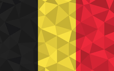 Low poly Belgium flag vector illustration. Triangular Belgian flag graphic. Belgium country flag is a symbol of independence.