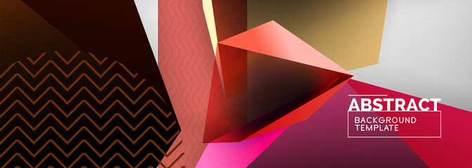 Low poly 3d geometric shapes, minimal abstract background. Vector illustrations for covers, banners, flyers and posters and other