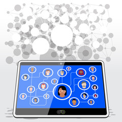 Fototapeta premium A Tablet computer connecting with family, friends and work colleagues via a social media network platform.