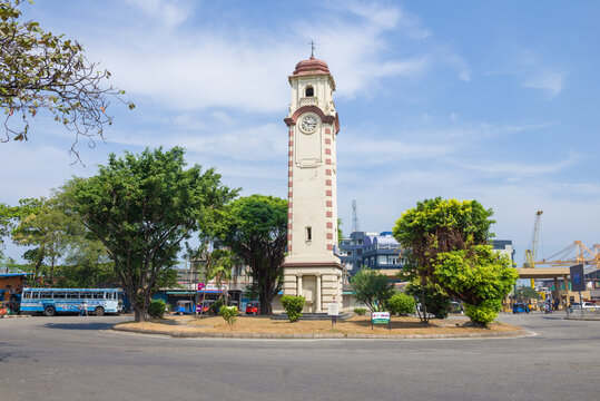 COLOMBO, SRI LANKA - FEBRUARY 23, 2020: View of the Khan Clock Tower on a sunny day