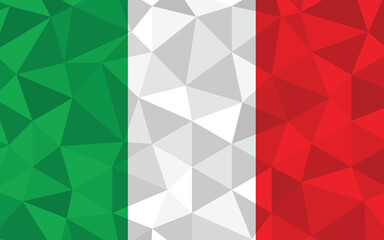 Low poly Italy flag vector illustration. Triangular Italian flag graphic. Italy country flag is a symbol of independence.