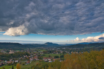 Blick vom Roche de Sphinx bei Anould in den Vogesen