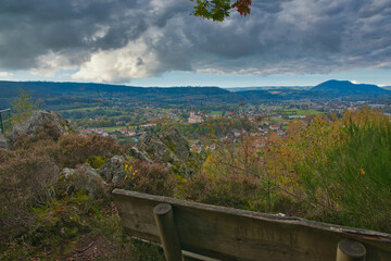 Blick vom Roche de Sphinx bei Anould in den Vogesen