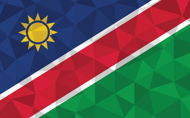 Low poly Namibia flag vector illustration. Triangular Namibian flag graphic. Namibia country flag is a symbol of independence.