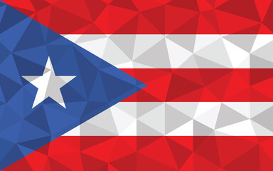 Low poly Puerto Rico flag vector illustration. Triangular Puerto Rican flag graphic. Puerto Rico country flag is a symbol of independence.