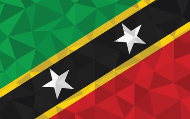 Low poly Saint Kitts and Nevis flag vector illustration. Triangular Saint Christopher and Nevis flag graphic. Saint Kitts and Nevis country flag is a symbol of independence.