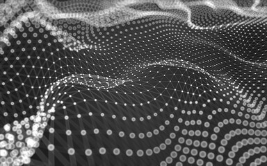 Abstract background. Molecules technology with polygonal shapes, connecting dots and lines. Connection structure. Big data visualization.