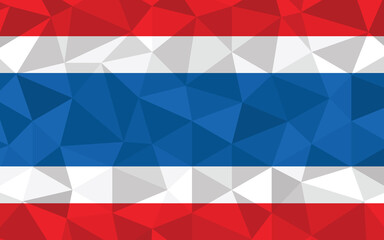 Low poly Thailand flag vector illustration. Triangular Thai flag graphic. Thailand country flag is a symbol of independence.