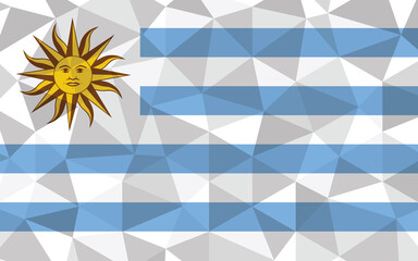 Low poly Uruguay flag vector illustration. Triangular Uruguayan flag graphic. Uruguay country flag is a symbol of independence.