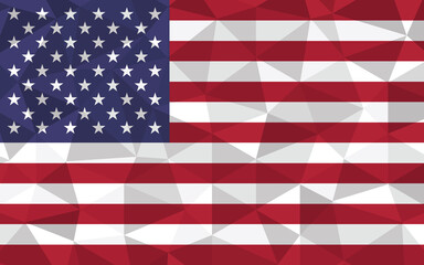 Low poly USA flag vector illustration. Triangular American flag graphic. USA country flag is a symbol of independence.