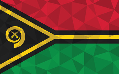 Low poly Vanuatu flag vector illustration. Triangular ni-Vanuatu flag graphic. Vanuatu country flag is a symbol of independence.