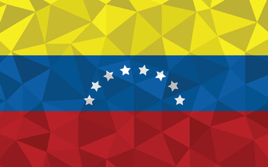 Low poly Venezuela flag vector illustration. Triangular Venezuelan flag graphic. Venezuela country flag is a symbol of independence.