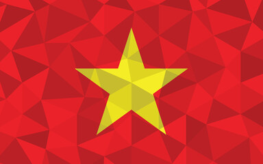 Low poly Vietnam flag vector illustration. Triangular Vietnamese flag graphic. Vietnam country flag is a symbol of independence.