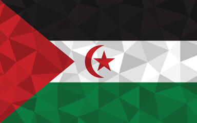 Low poly Western Sahara flag vector illustration. Triangular Saharan flag graphic. Western Sahara country flag is a symbol of independence.